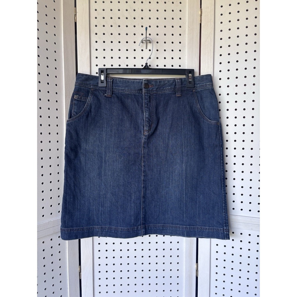 Eddie Bauer Women's 10 Dark Wash‎ Denim Pencil Skirt Cotton Stretch